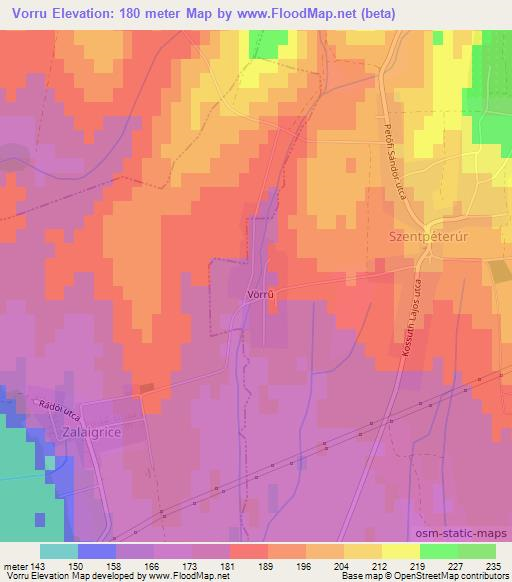 Vorru,Hungary Elevation Map