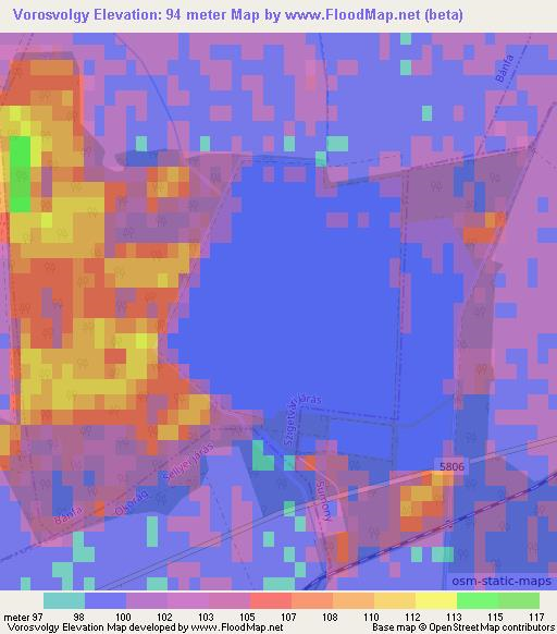 Vorosvolgy,Hungary Elevation Map