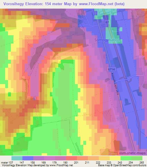 Vorosihegy,Hungary Elevation Map