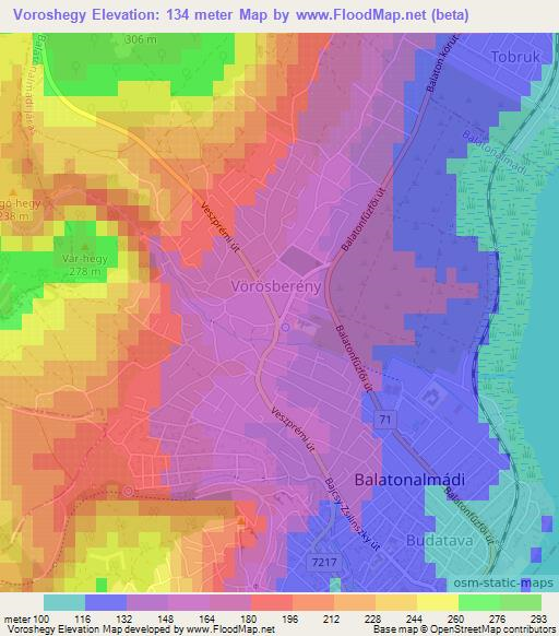Voroshegy,Hungary Elevation Map