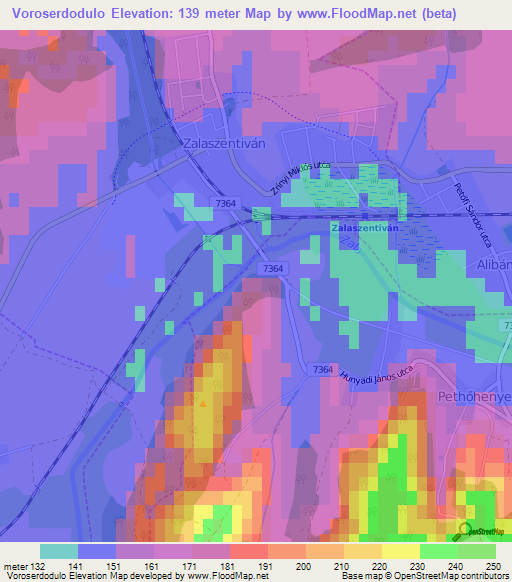 Voroserdodulo,Hungary Elevation Map