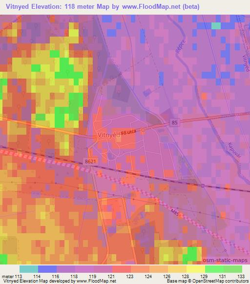 Vitnyed,Hungary Elevation Map