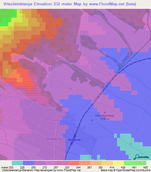 Vitezitelektanya,Hungary Elevation Map