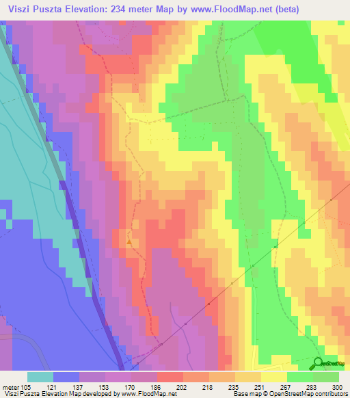 Viszi Puszta,Hungary Elevation Map