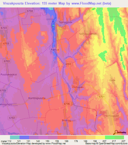 Viszakpuszta,Hungary Elevation Map