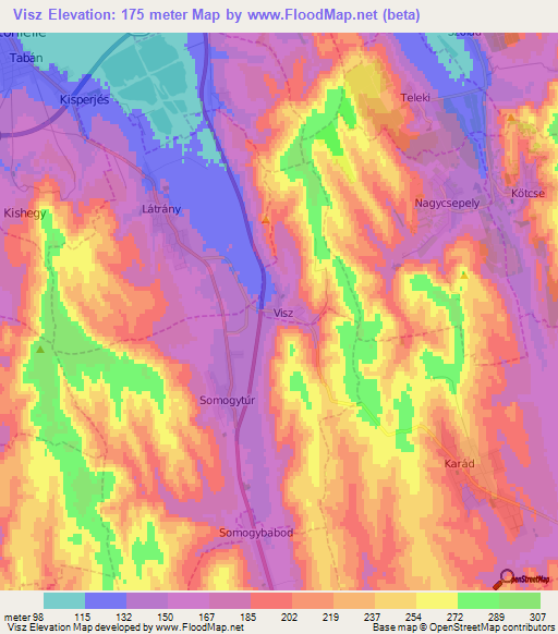 Visz,Hungary Elevation Map