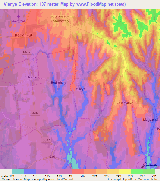 Visnye,Hungary Elevation Map