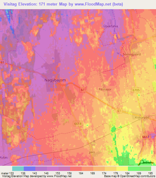 Visitag,Hungary Elevation Map