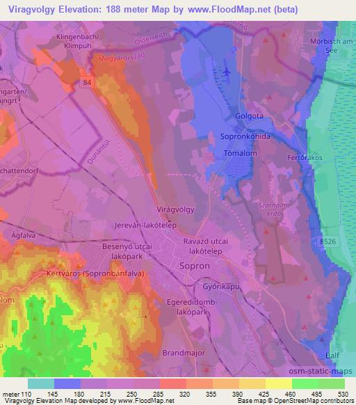 Viragvolgy,Hungary Elevation Map