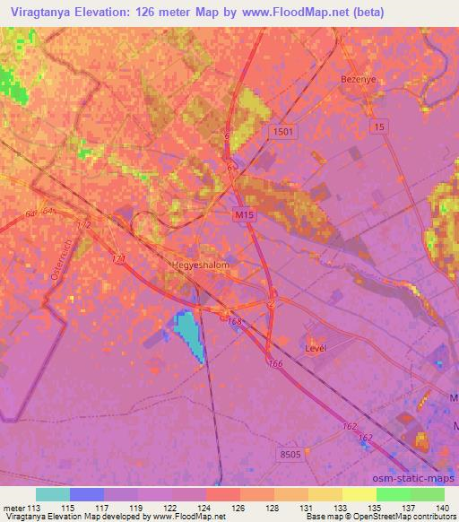 Viragtanya,Hungary Elevation Map
