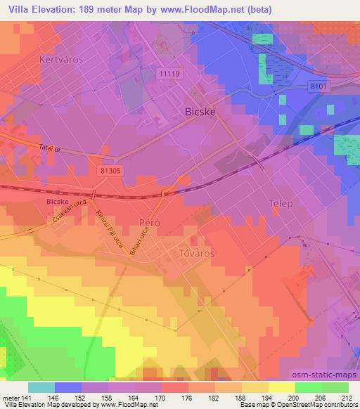 Villa,Hungary Elevation Map