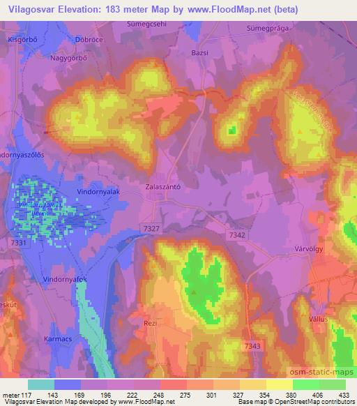 Vilagosvar,Hungary Elevation Map