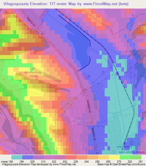 Vilagospuszta,Hungary Elevation Map
