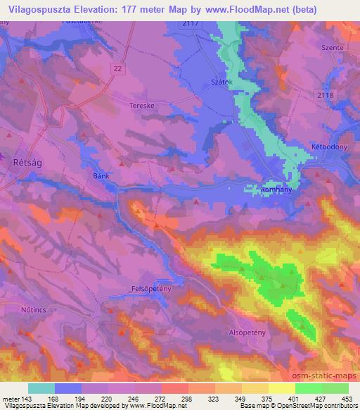 Vilagospuszta,Hungary Elevation Map