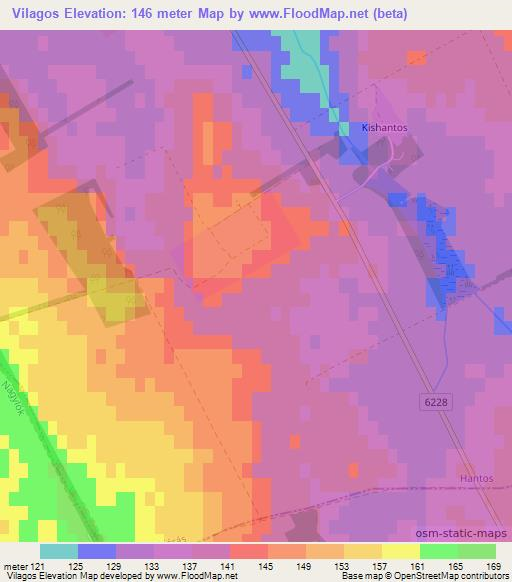 Vilagos,Hungary Elevation Map
