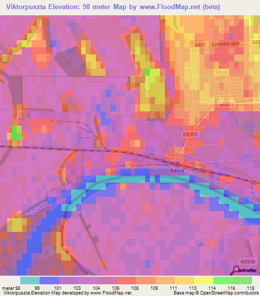 Viktorpuszta,Hungary Elevation Map