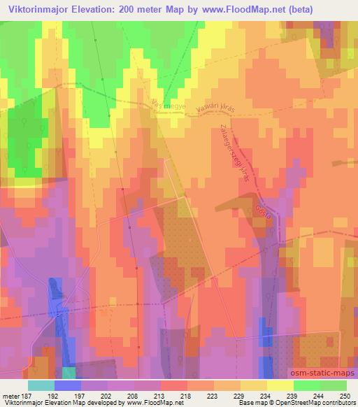 Viktorinmajor,Hungary Elevation Map
