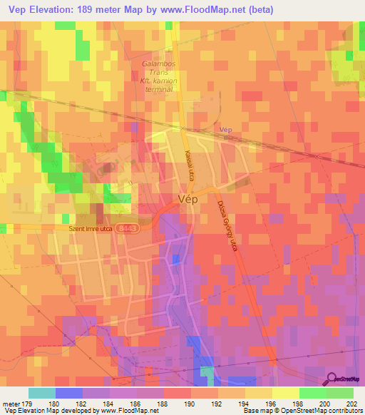 Vep,Hungary Elevation Map