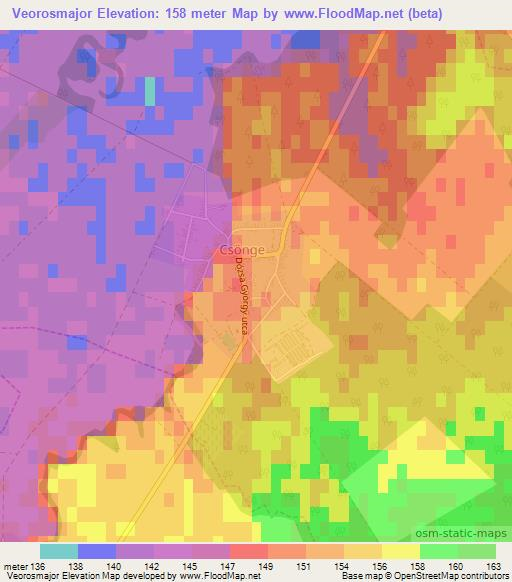 Veorosmajor,Hungary Elevation Map