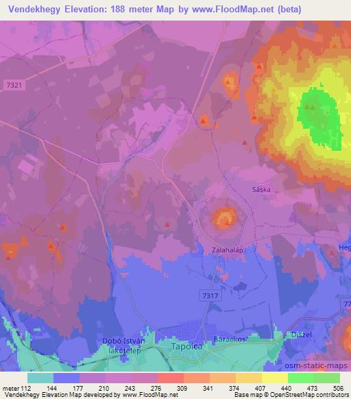 Vendekhegy,Hungary Elevation Map