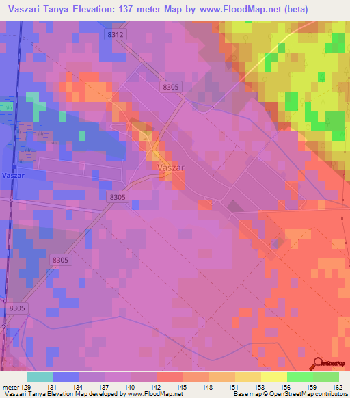 Vaszari Tanya,Hungary Elevation Map