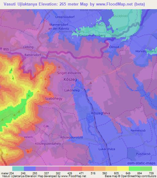 Vasuti Ujlaktanya,Hungary Elevation Map