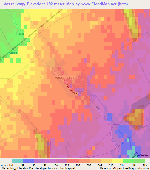 Vasszilvagy,Hungary Elevation Map