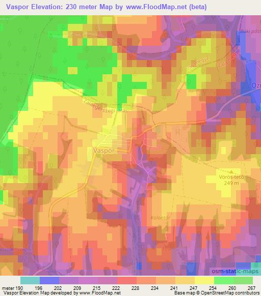 Vaspor,Hungary Elevation Map