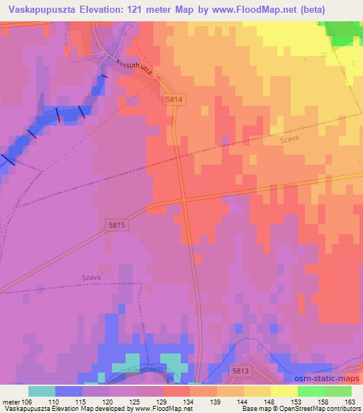 Vaskapupuszta,Hungary Elevation Map