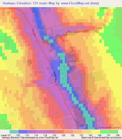 Vaskapu,Hungary Elevation Map