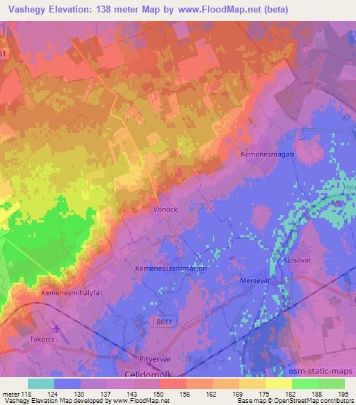 Vashegy,Hungary Elevation Map