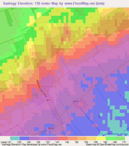 Vashegy,Hungary Elevation Map