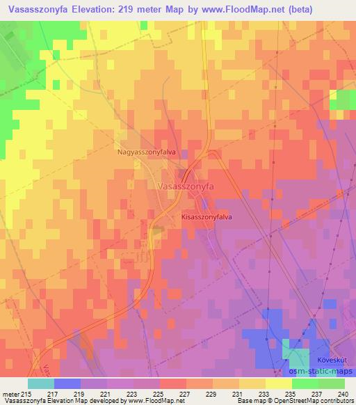 Vasasszonyfa,Hungary Elevation Map
