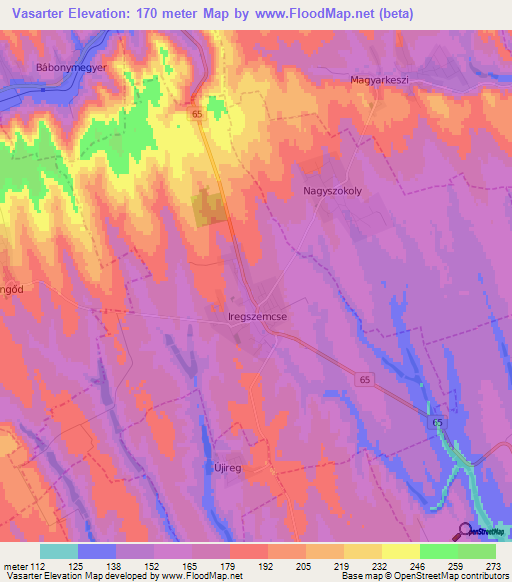 Vasarter,Hungary Elevation Map