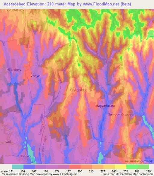 Vasarosbec,Hungary Elevation Map