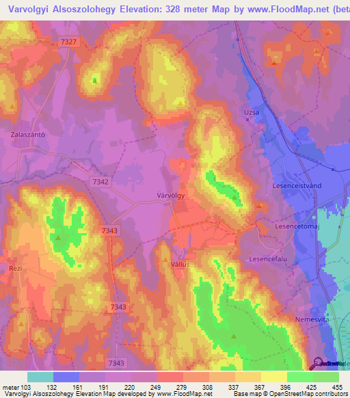 Varvolgyi Alsoszolohegy,Hungary Elevation Map