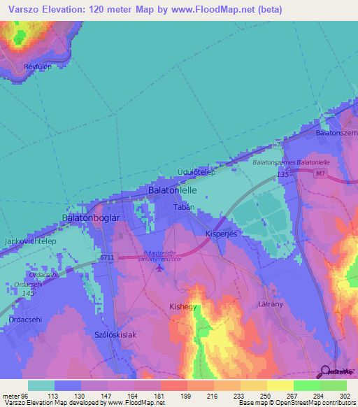Varszo,Hungary Elevation Map