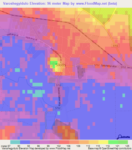 Varoshegyidulo,Hungary Elevation Map