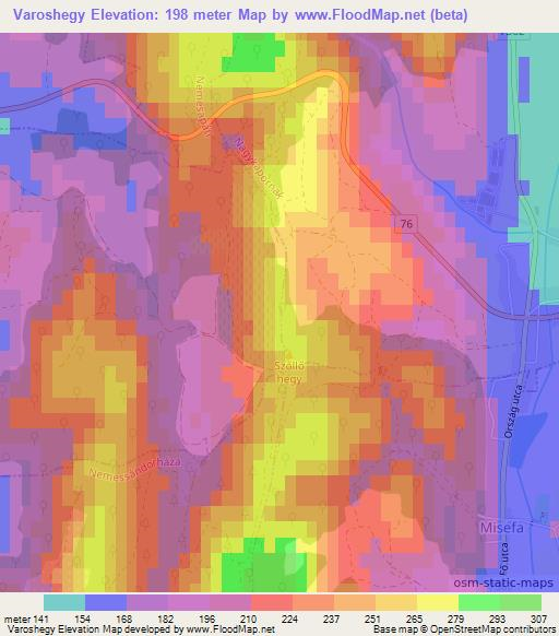 Varoshegy,Hungary Elevation Map