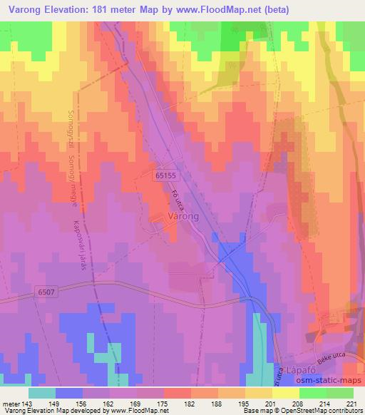 Varong,Hungary Elevation Map