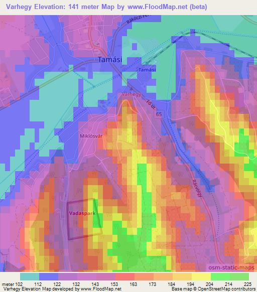 Varhegy,Hungary Elevation Map