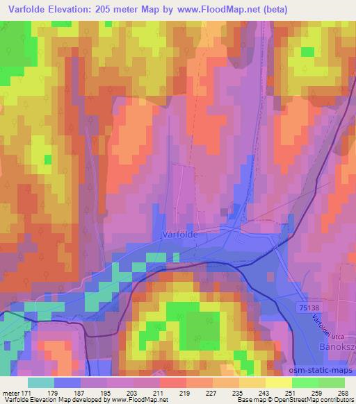 Varfolde,Hungary Elevation Map