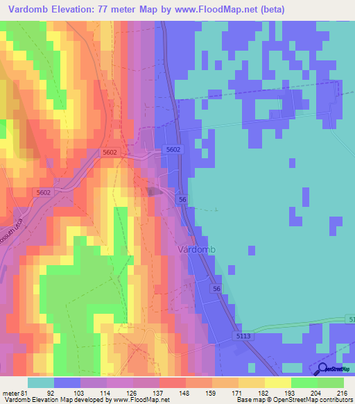 Vardomb,Hungary Elevation Map