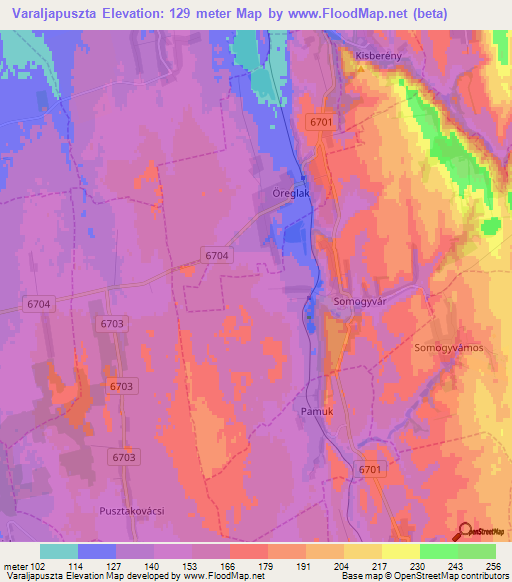 Varaljapuszta,Hungary Elevation Map