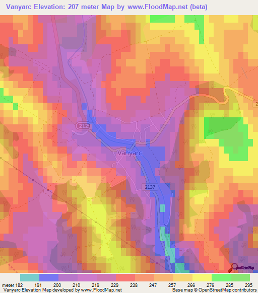 Vanyarc,Hungary Elevation Map