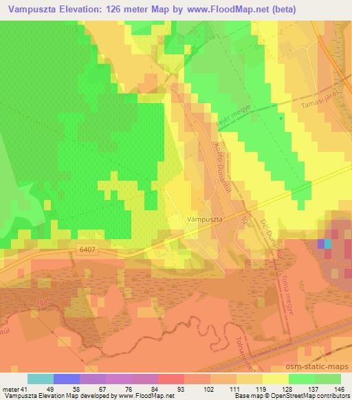 Vampuszta,Hungary Elevation Map