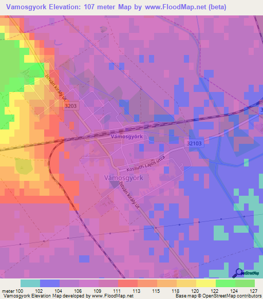 Vamosgyork,Hungary Elevation Map