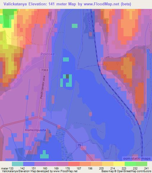 Valickatanya,Hungary Elevation Map