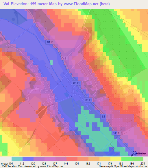 Val,Hungary Elevation Map