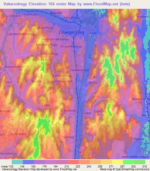 Vakaroshegy,Hungary Elevation Map